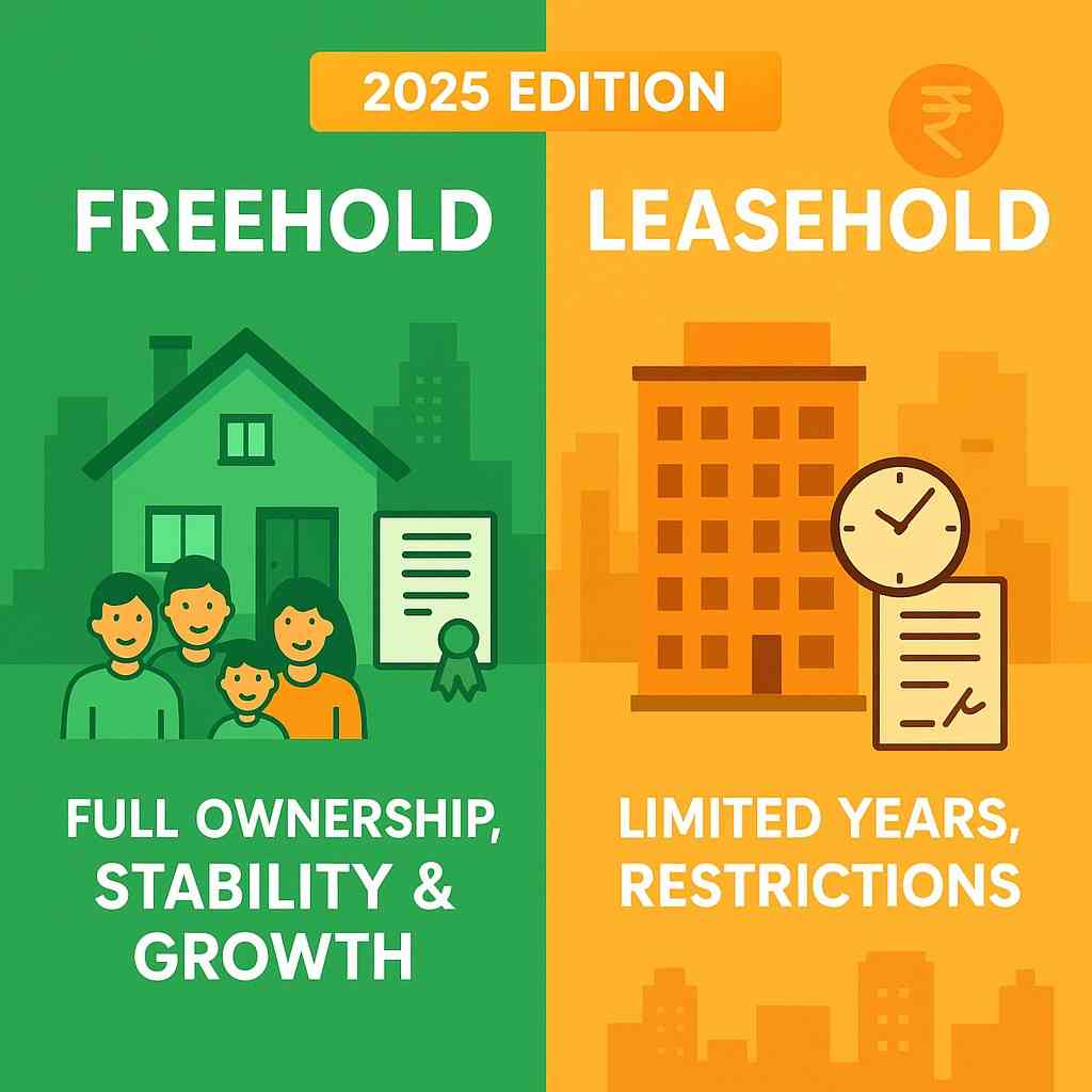 comparing freehold vs leasehold property advantages and differences for Indian buyers in 2025.